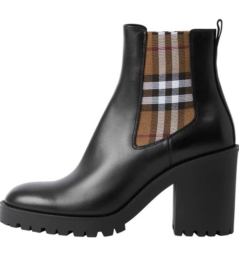 Burberry Allostock Check Block Heel Chelsea Boot (Women)